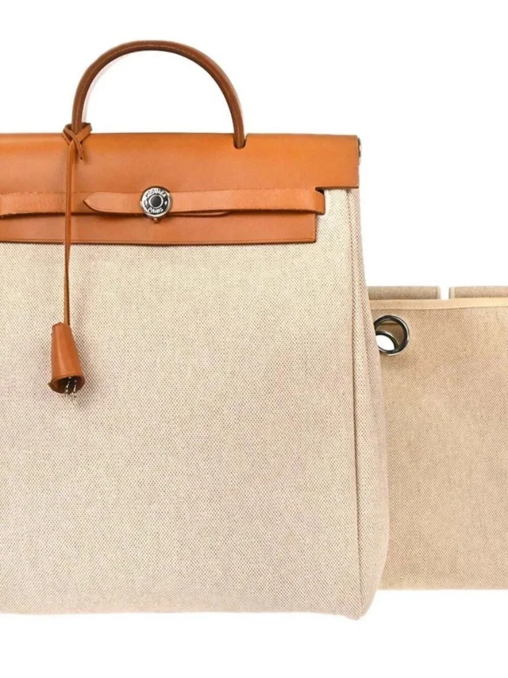 Hermes Beige Brown Toile H Herbag a Dos 2 in 1 Backpack C□E 168480